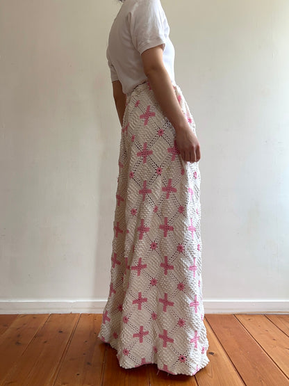 old crochet lace many tuck pants