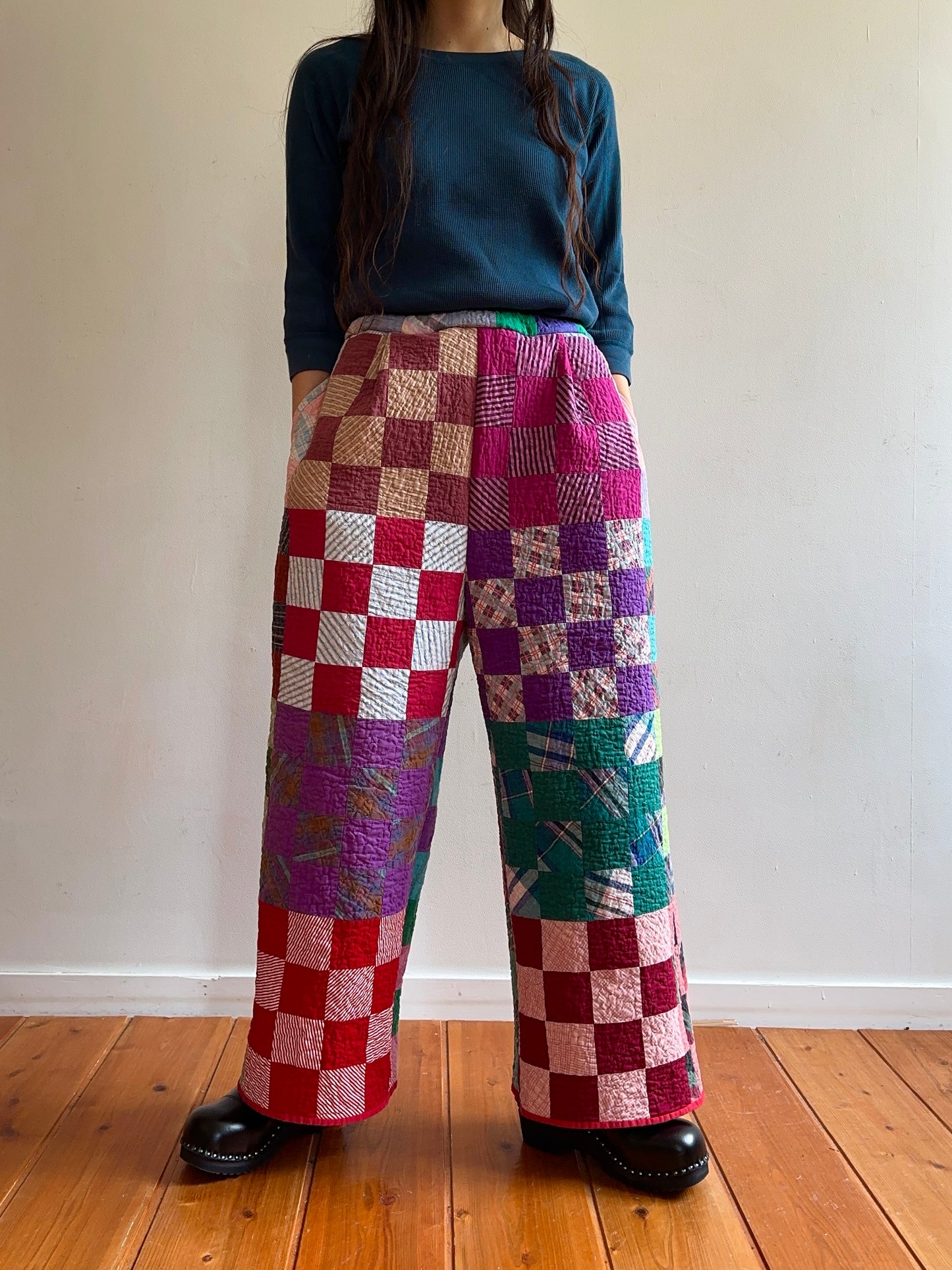 old quilt tuck wide pants