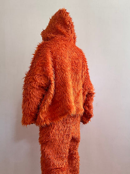old fur parka / orange