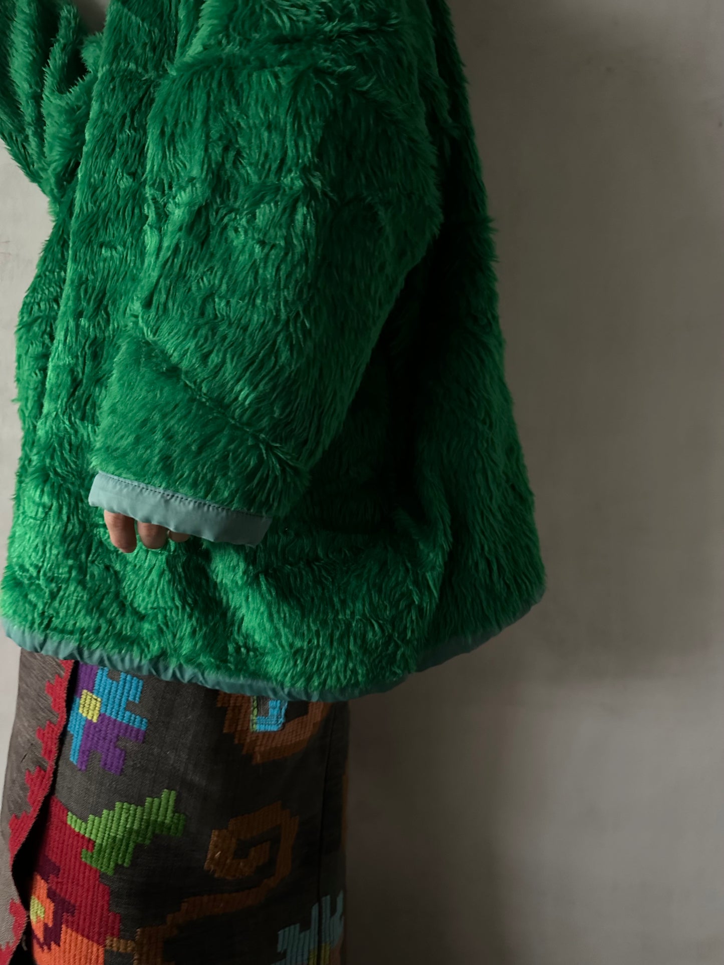 old fur parka / green