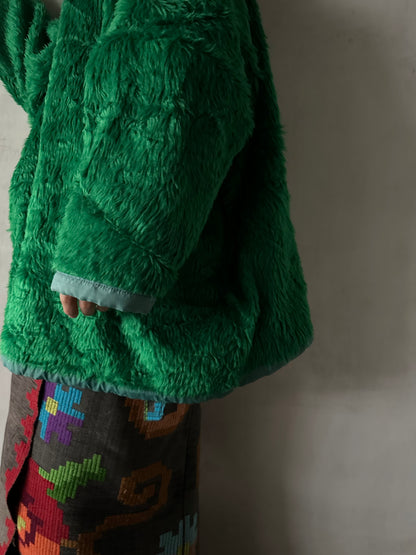 old fur parka / green