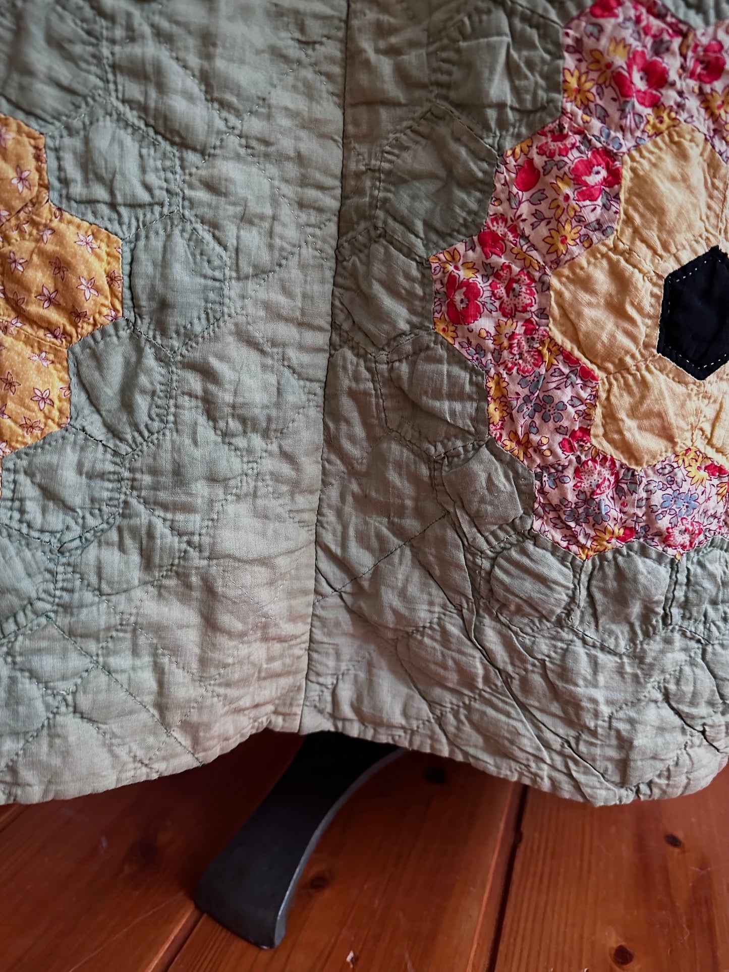 old quilt gather skirt