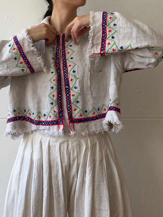 old linen hand stitch short jacket