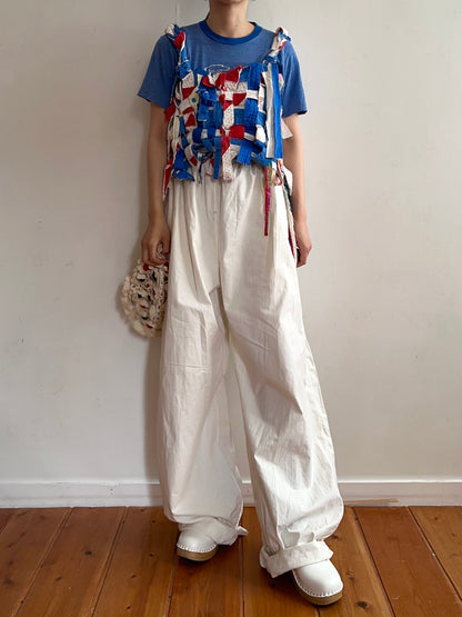 old quilt hand woven bustier /blue