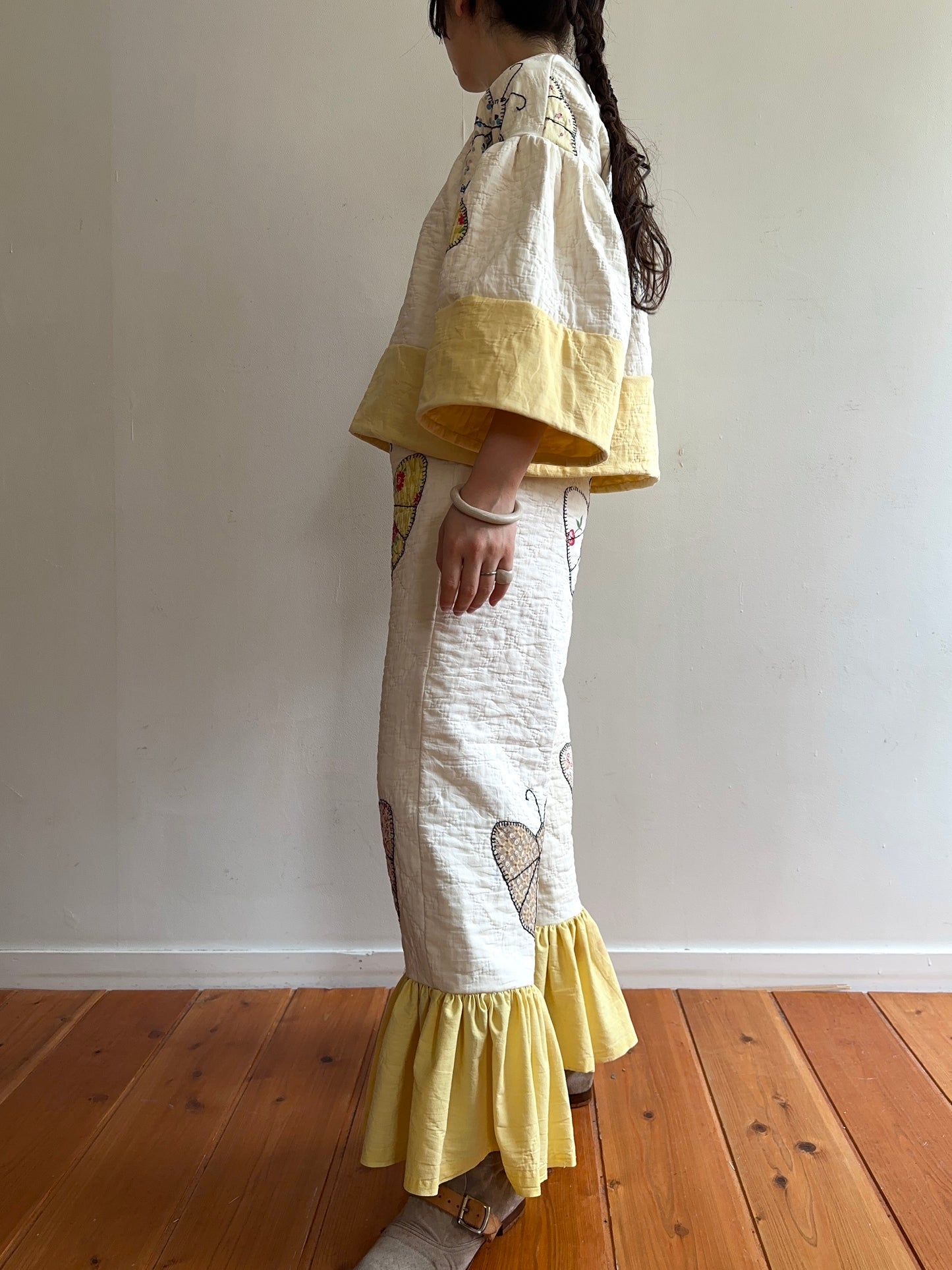 old quilt butterfly frill pants