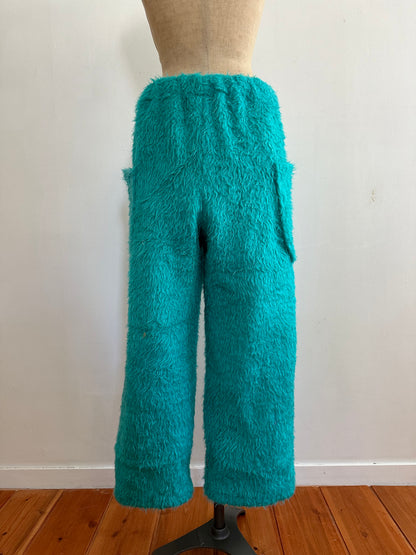 old fur pants / turquoise