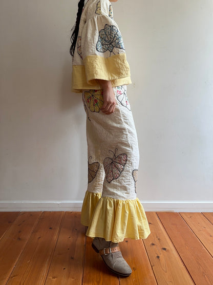 old quilt butterfly frill pants