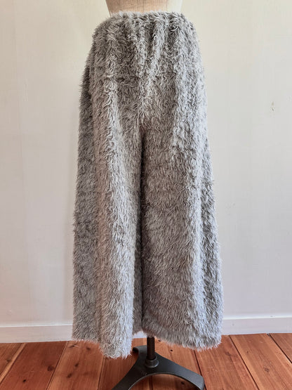 old fur wide pants / silver