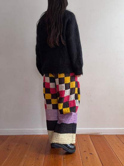 old quilt tuck wide pants