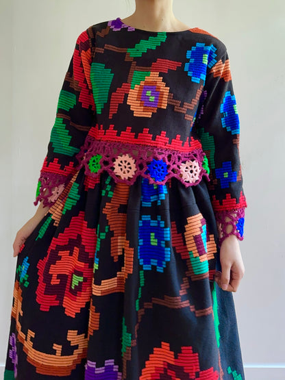 flowers hand stitch short tops