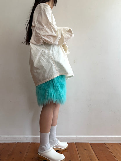 old fur short pants / turquoise