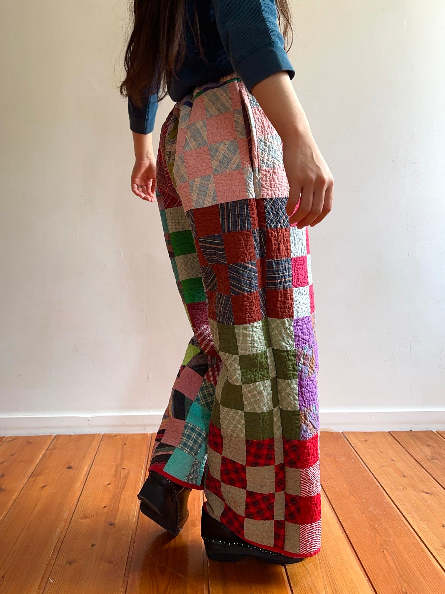 old quilt tuck wide pants
