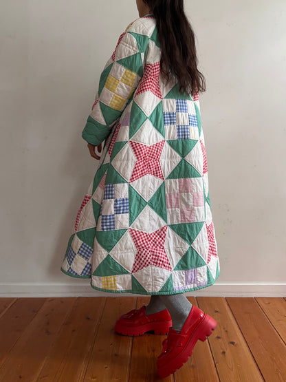 old quilt dress coat