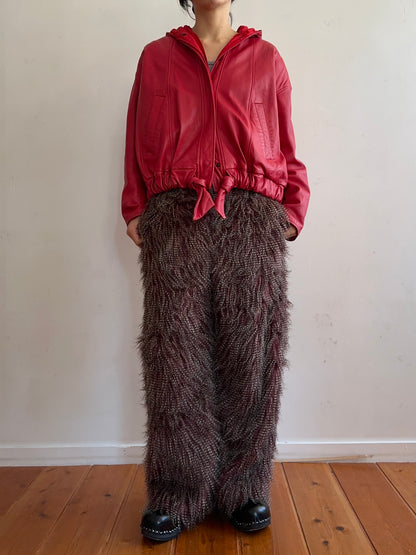 old fur pants / peacock mauve