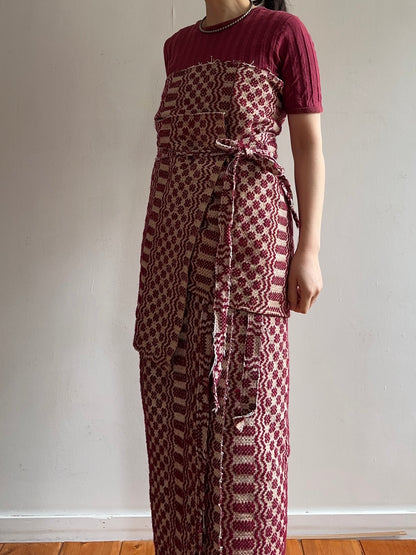 old coverlet wrap short skirt / bordeaux