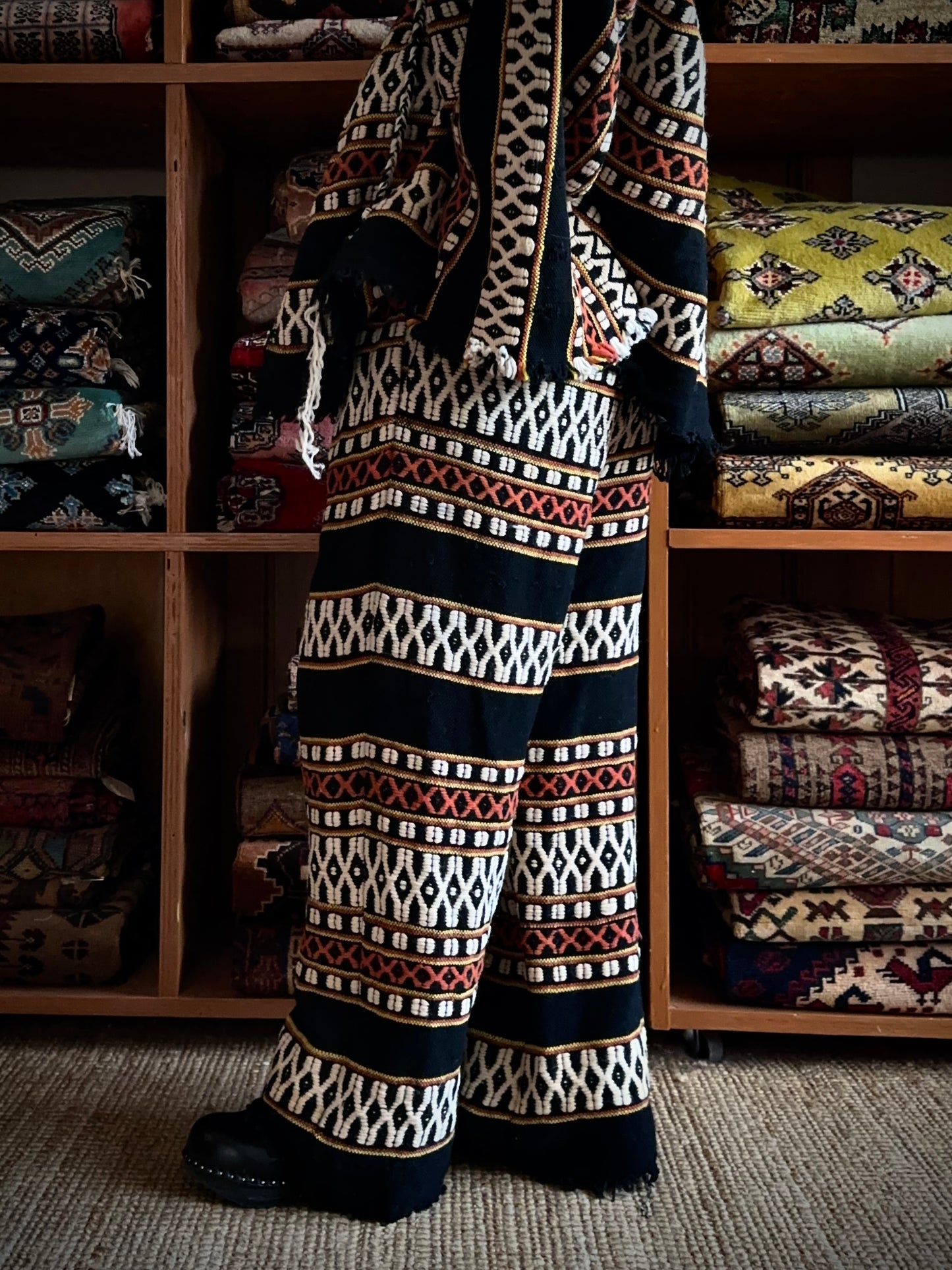 old handwoven textile set-up