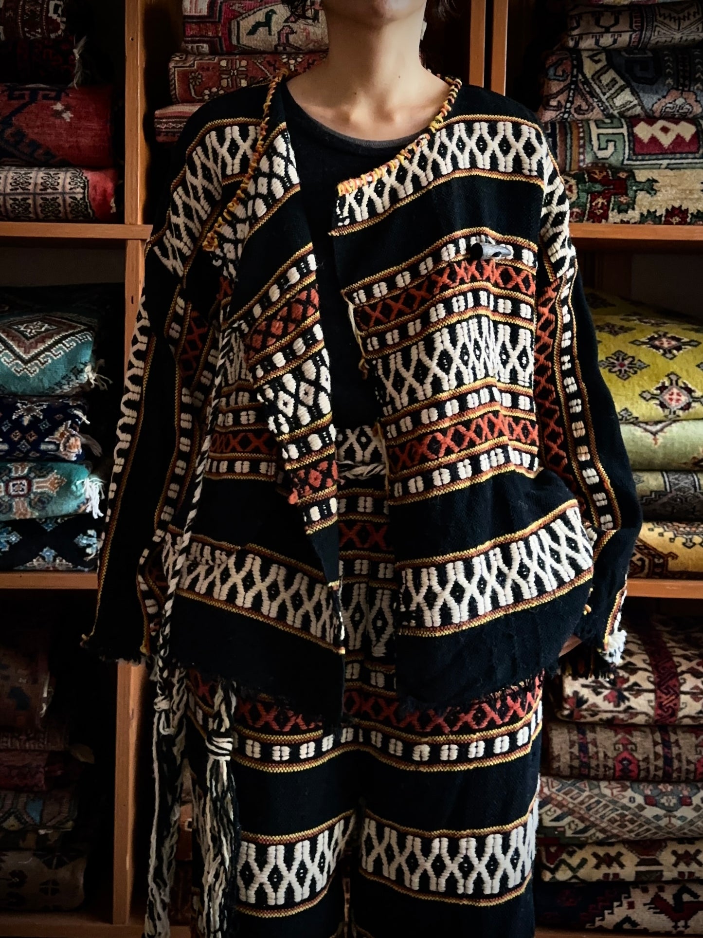 old handwoven textile set-up