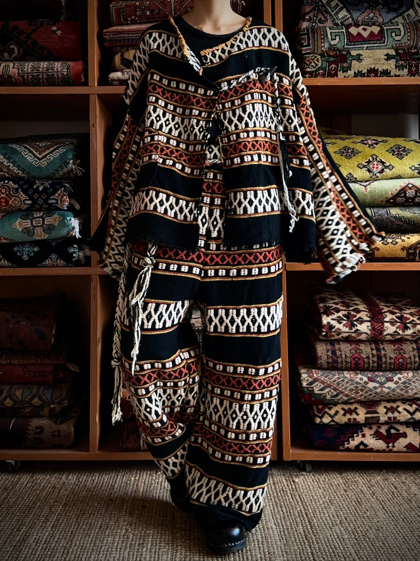 old handwoven textile set-up