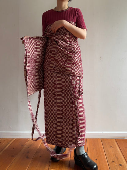 old coverlet wrap short skirt / bordeaux