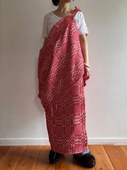 old coverlet wrap long skirt / red