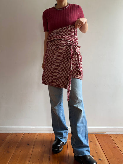 old coverlet wrap short skirt / bordeaux