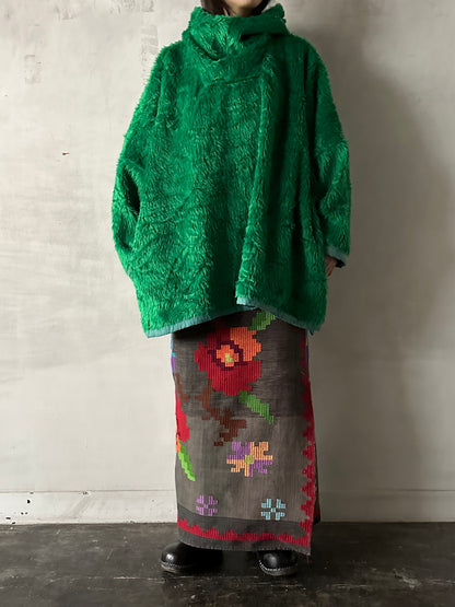 old fur parka / green