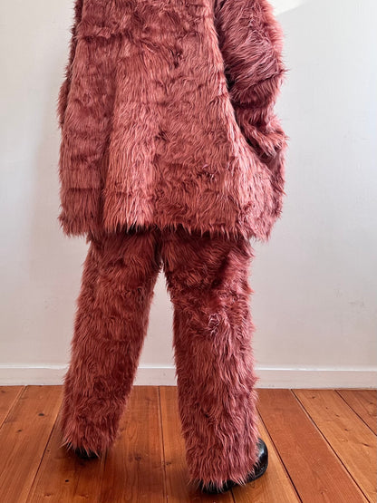old fur pants / pink brown