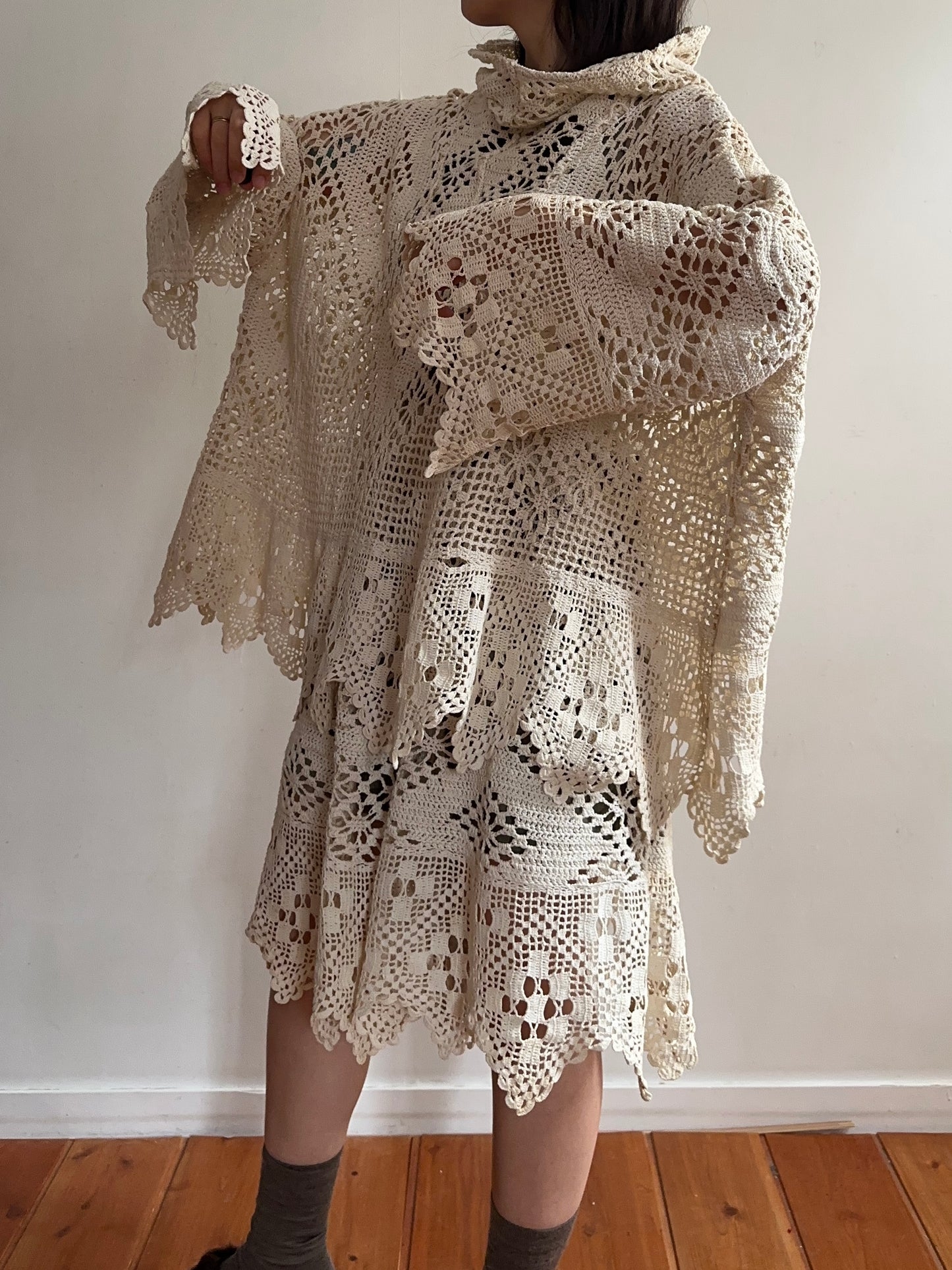 old crochet lace parka