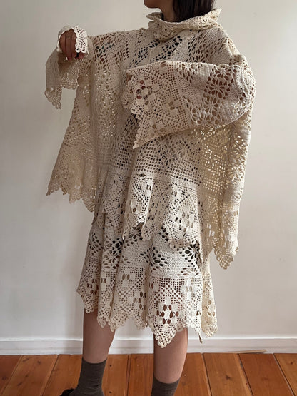 old crochet lace parka