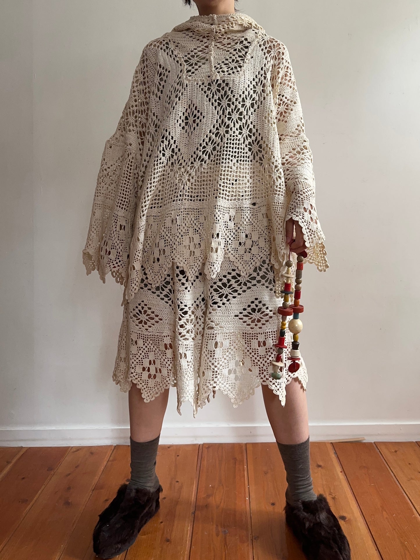 old crochet lace parka