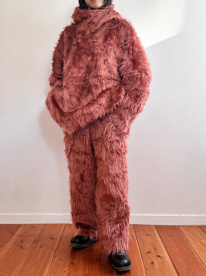 old fur pants / pink brown