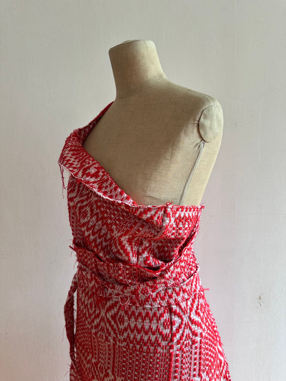 old coverlet wrap long skirt / red