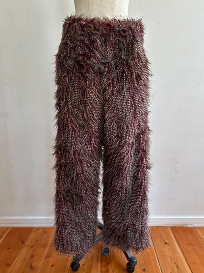old fur pants / peacock mauve