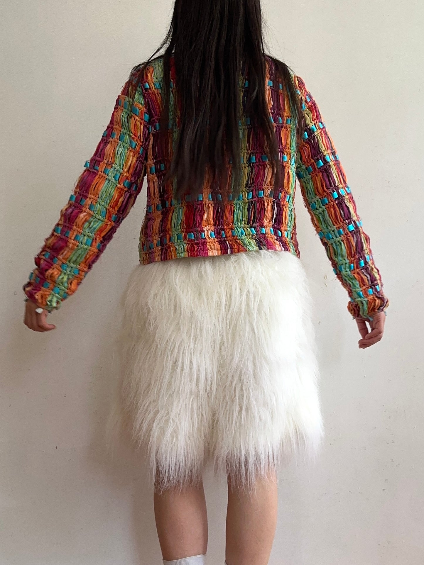 old fur short pants / white