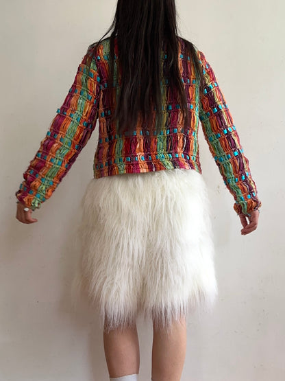 old fur short pants / white