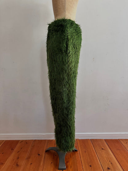 old fur pants / green