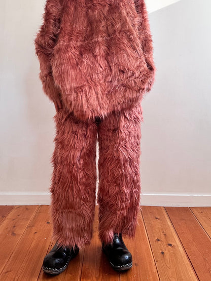 old fur pants / pink brown
