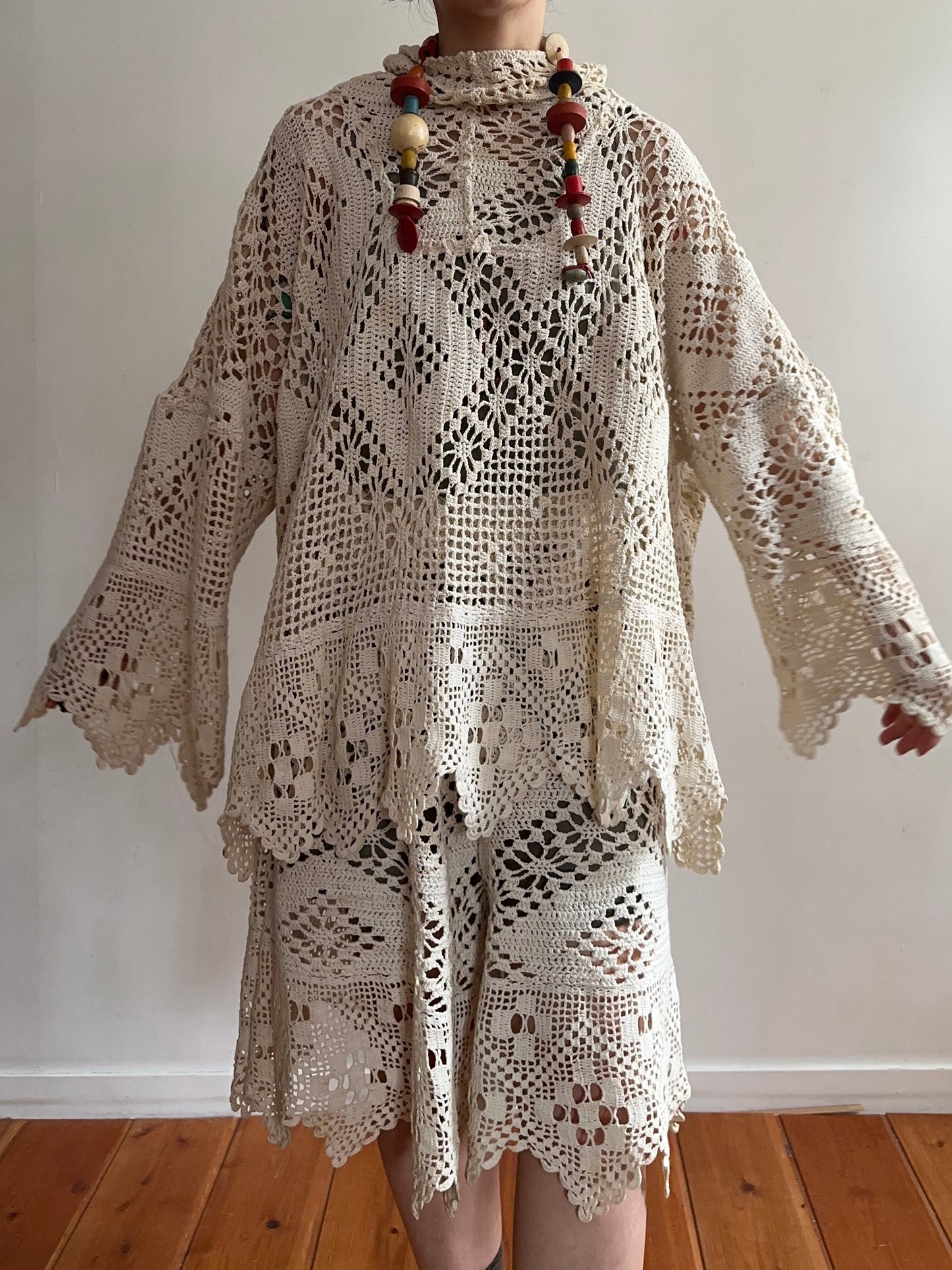 old crochet lace parka