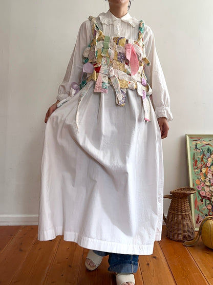 old quilt hand woven bustier /yellow