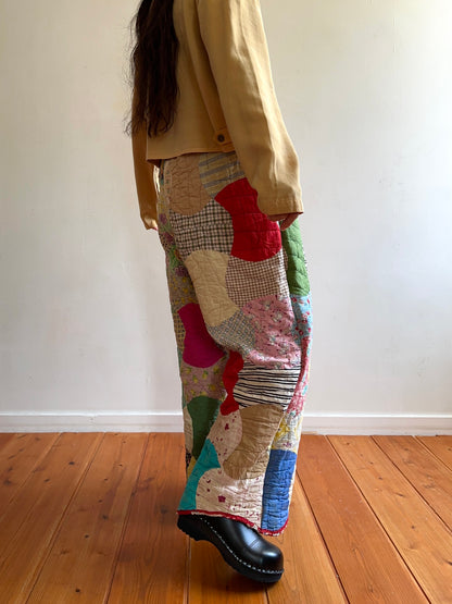 old quilt tuck wide pants