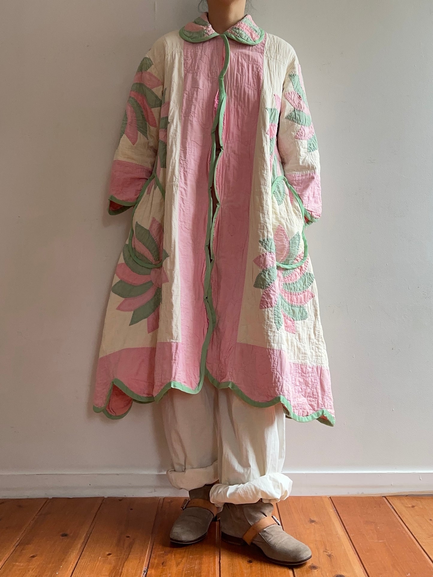 old quilt dress coat