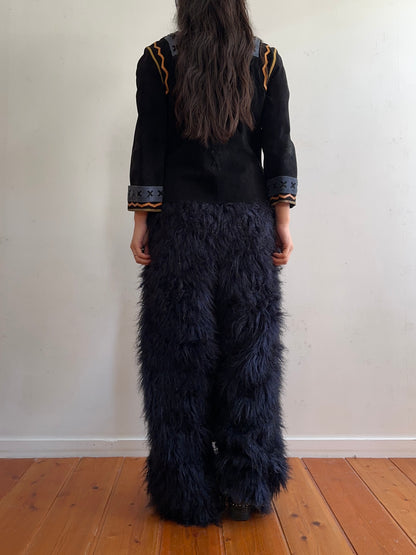 old fur pants / navy