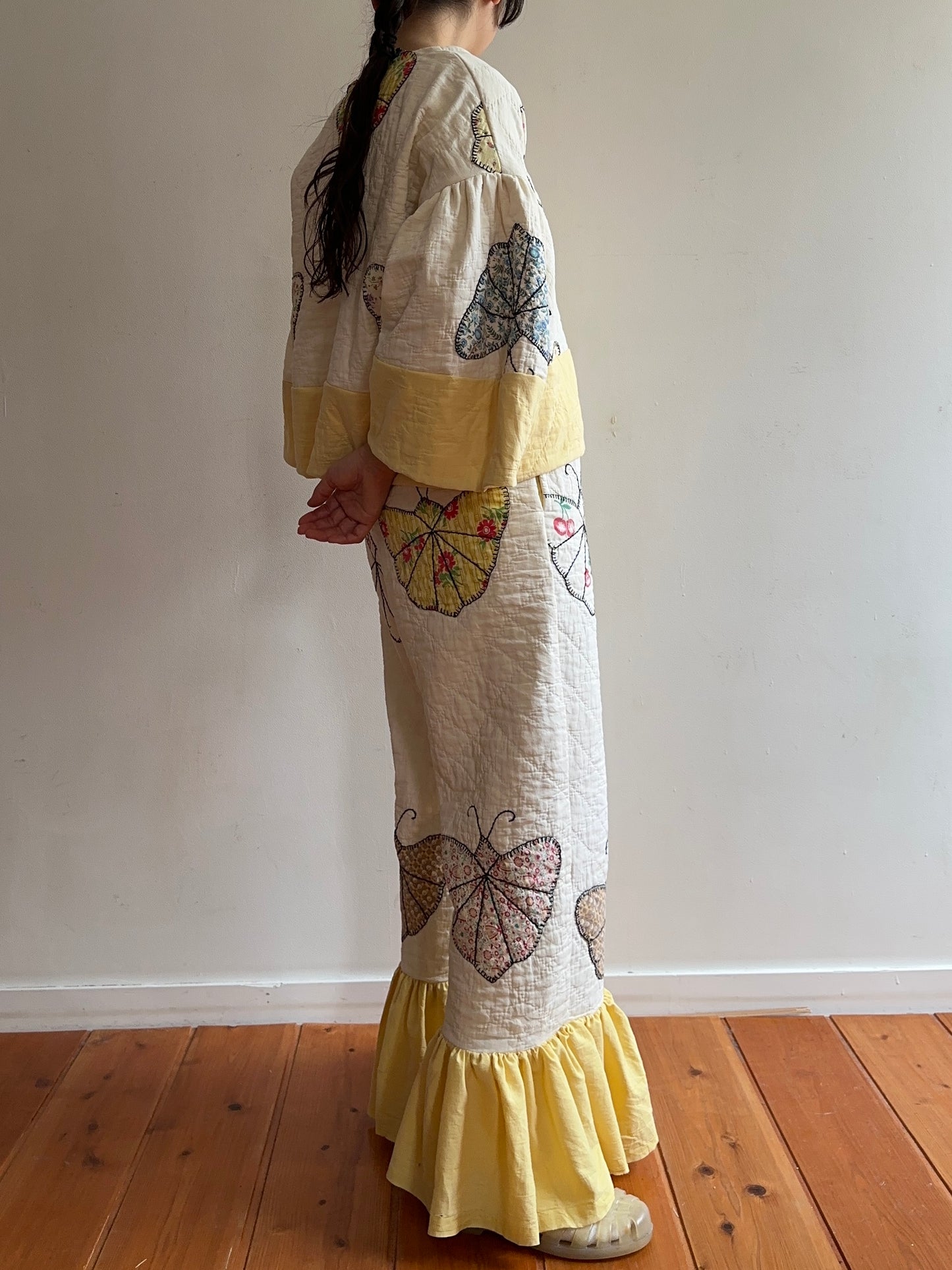 old quilt butterfly frill pants