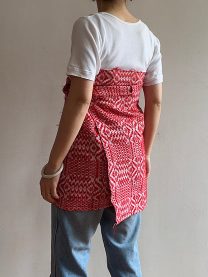 old coverlet wrap short skirt / red