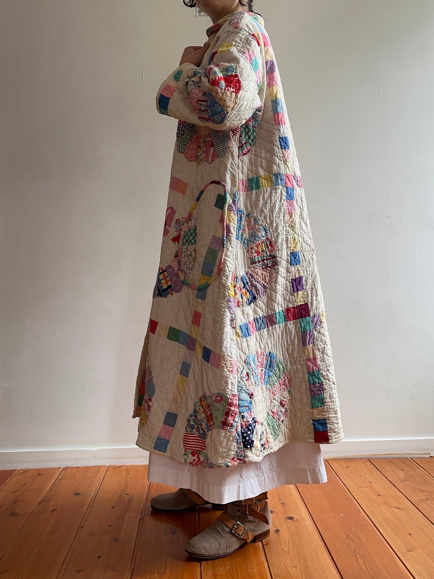 old quilt dress coat