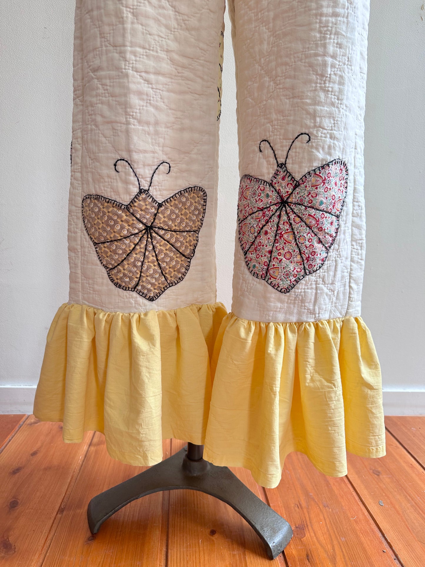 old quilt butterfly frill pants