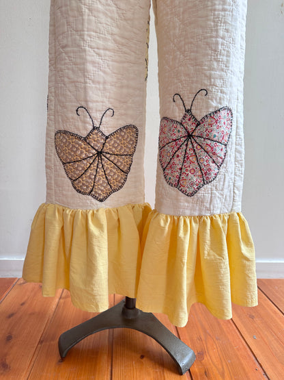 old quilt butterfly frill pants