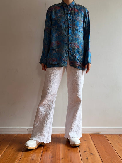 old fabric slim flare pants