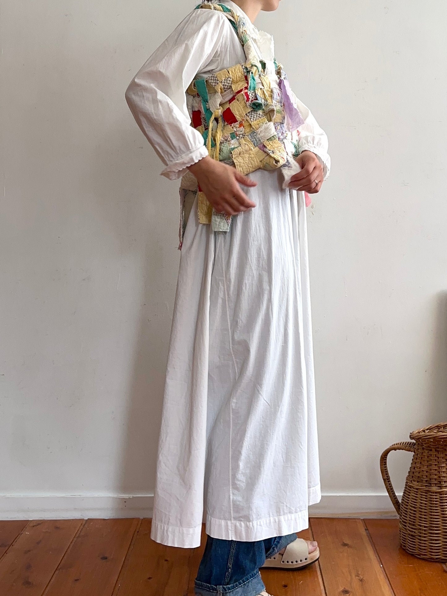 old quilt hand woven bustier /yellow