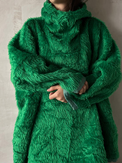 old fur parka / green